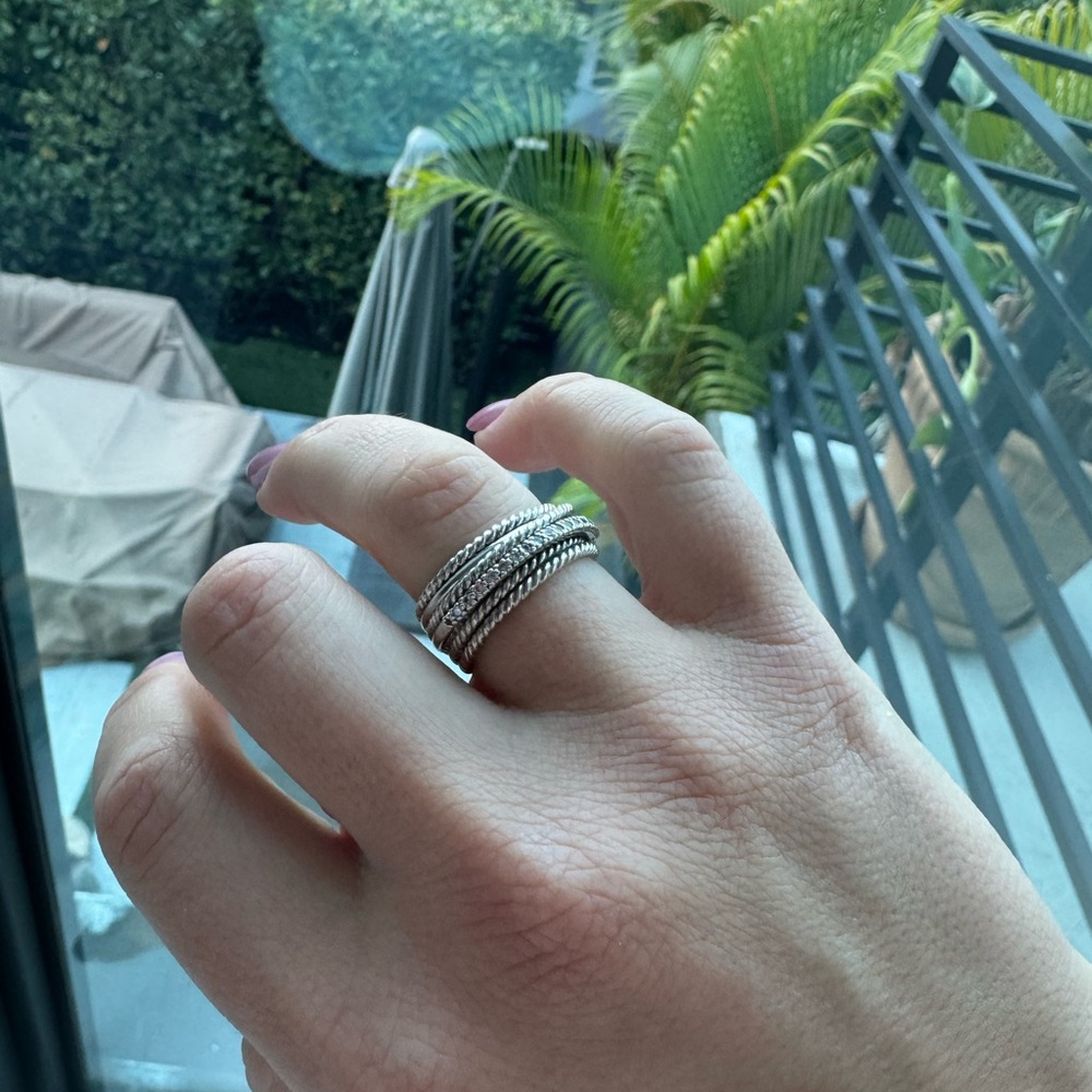 David Yurman Silver Stacked Rings - Picture 3 of 6